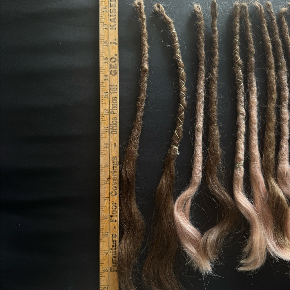 Brown and Pink Human Hair SE Locs - Picture 7 of 9